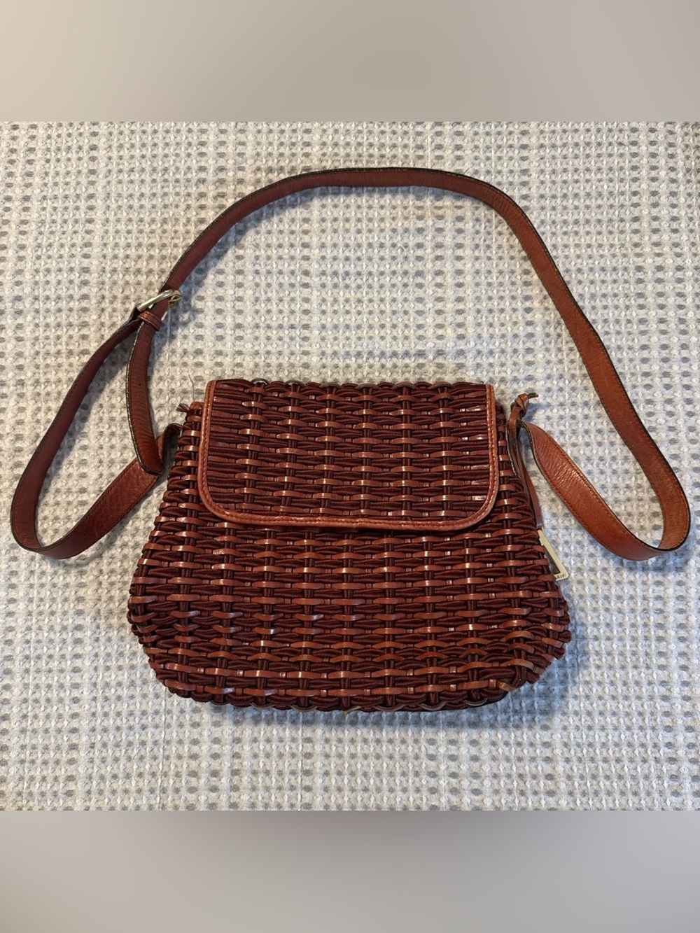 Vintage Americana by Sharif Brown Woven Leather Shoulder Bag